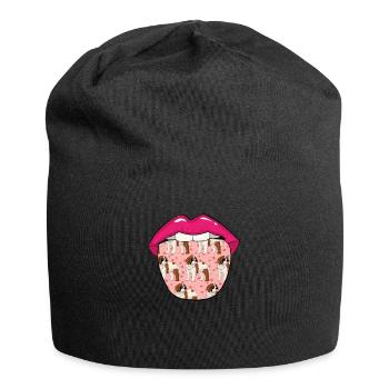 Bernhardiner Zunge - Jersey-Beanie - Schwarz - Vorne