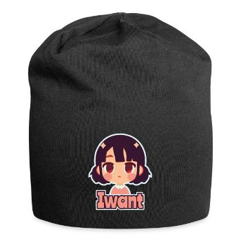 Verwöhntes Mädchen mit großen Augen will mehr - Jersey-Beanie - Schwarz - Vorne