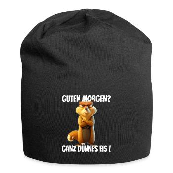 Guten Morgen? Ganz dünnes Eis! Lustiges Hörnchen - Jersey-Beanie - Schwarz - Vorne