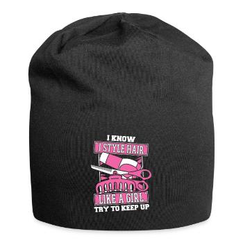 Hairdresser Hairstylist Girl - Jersey Beanie - black - Front