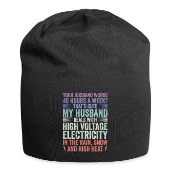 Frau Eines Hochspannungselektriker Spruch Elektrik - Jersey-Beanie - Schwarz - Vorne