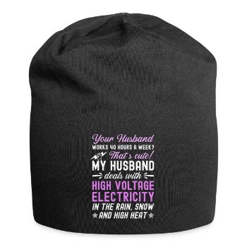 Frau Eines Hochspannungselektriker Spruch Elektrik - Jersey-Beanie - Schwarz - Vorne