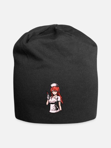 Krankenschwester Anime - Jersey-Beanie - Schwarz