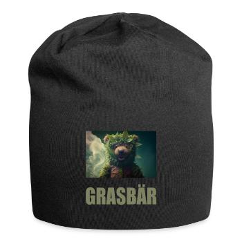 Grasbär Cannabis Weed Hanf Bär - Jersey-Beanie - Schwarz - Vorne