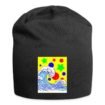 Clowncore Aesthetic Great Wave Off Kanagawa - Jersey Beanie - black - Front