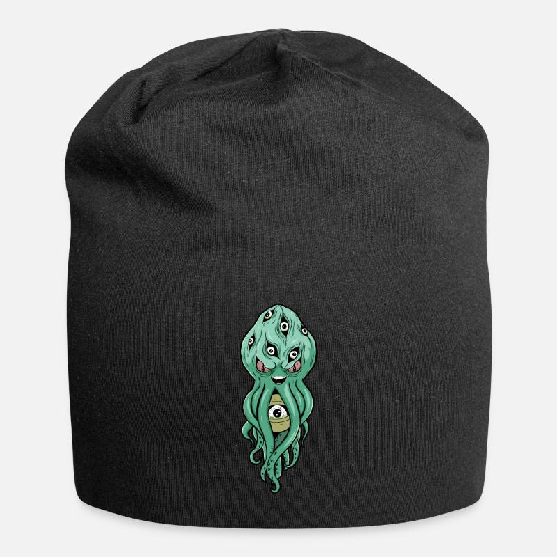 Cryptidcore Aesthetic Octopus Weirdcore Eyeballs - Jersey-Beanie - Schwarz