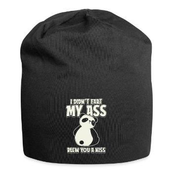 Großer Panda Pandabär - Jersey-Beanie - Schwarz - Vorne