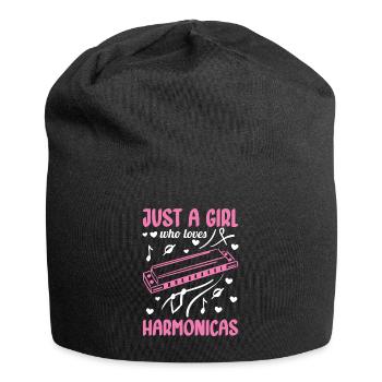 Just a girl who loves the harmonica Mundh - Jersey Beanie - black - Front