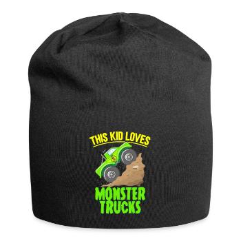 This kid loves monster trucks - Jersey Beanie - black - Front