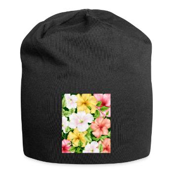 Coconut Girl Aesthetic Hibiscus Pattern - Jersey-Beanie - Schwarz - Vorne