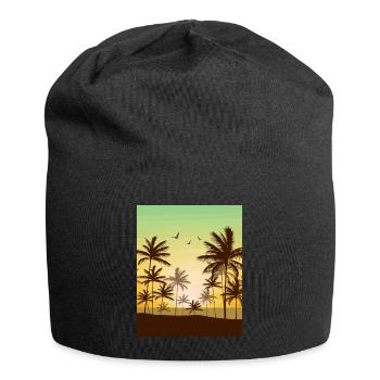 Coconut Girl Aesthetic Tropical Summer Beach - Jersey-Beanie - Schwarz - Vorne