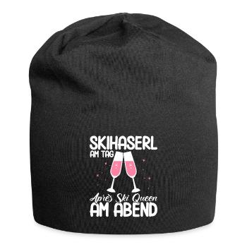 Apres Ski Skihaserl Am Tag Après Ski Queen Geschen - Jersey-Beanie - Schwarz - Vorne