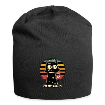 Chat effrayant dans un style rétro - Bonnet en jersey - noir - Devant