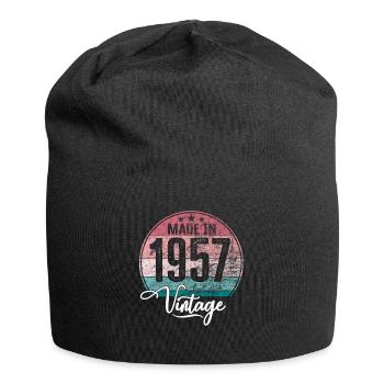 Millésime Fabriqué en 1957 Année de naissance 1957 Anniversaire - Bonnet en jersey - noir - Devant