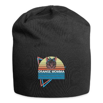 Funny Orange Cat Retro - Jersey Beanie - black - Front