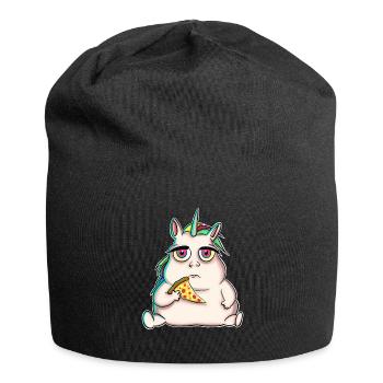 Einhorn Pizza - Jersey-Beanie - Schwarz - Vorne