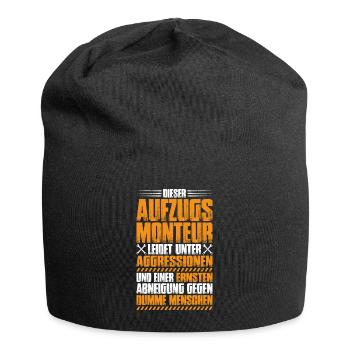 Aufzugsmonteur Aufzugsmechaniker Elevator Mechanic - Jersey-Beanie - Schwarz - Vorne