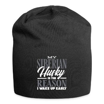 Sibirischer Husky - Jersey-Beanie - Schwarz - Vorne