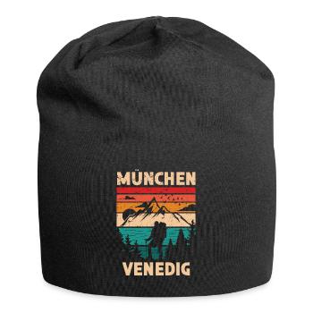 Alpenüberquerung München Venedig Fernwanderweg - Jersey-Beanie - Schwarz - Vorne