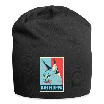 Big Floppa Caracal Cat Meme Retro - Jersey Beanie - black - Front