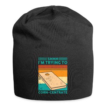 Lustiges Cornhole Corn Hole Retro - Jersey-Beanie - Schwarz - Vorne
