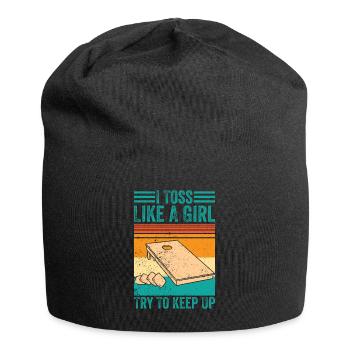 Lustiges Cornhole Corn Hole - Jersey-Beanie - Schwarz - Vorne