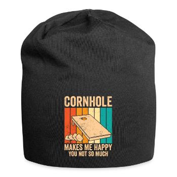 Funny Cornhole Retro - Jersey Beanie - black - Front