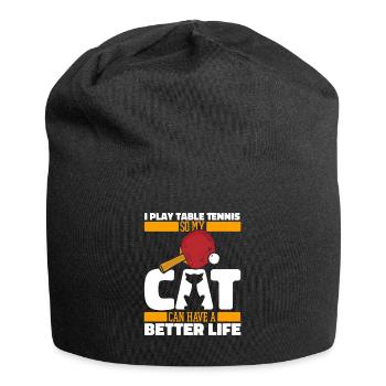 Tischtennis Pingpong Katze - Jersey-Beanie - Schwarz - Vorne