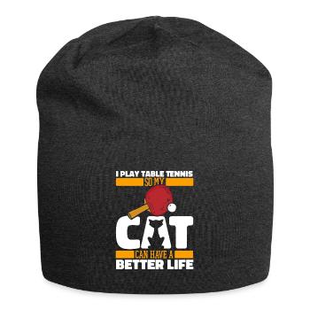 Tischtennis Pingpong Katze - Jersey-Beanie - Anthrazit - Vorne