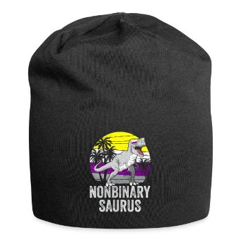 Non Binary Pride Flag Dinosaur Trex LGBTQ - Jersey Beanie - black - Front