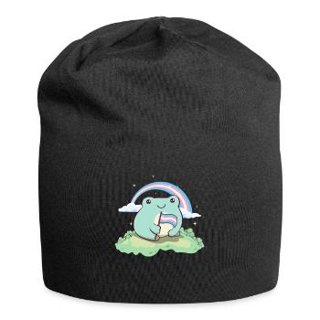 Fierté transgenre Grenouille drapeau trans LGBTQ subtile - Bonnet en jersey - noir - Devant