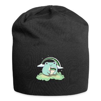 Demiromantische Stolzflagge Niedlicher Frosch Subt - Jersey-Beanie - Schwarz - Vorne