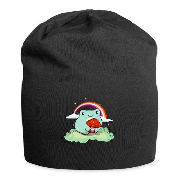 Lesben Stolz Flagge Netter Frosch Pilz Subtil LGBT - Jersey-Beanie - Schwarz - Vorne