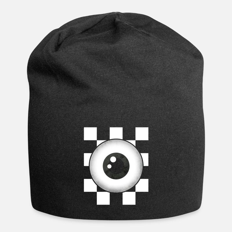 Esthétique bizarre Noir Blanc Globe oculaire en damier - Bonnet en jersey - noir