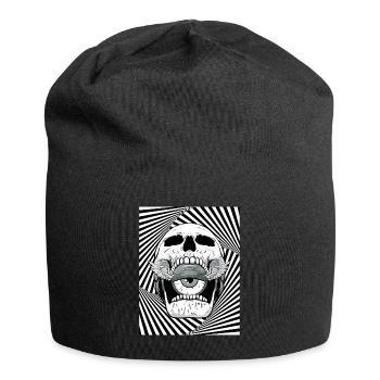 Weirdcore Ästhetischer Totenkopf Augapfel Flügel - Jersey-Beanie - Schwarz - Vorne