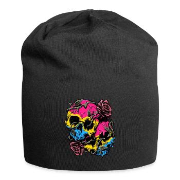 Pansexual Pride Pan Flag Skull Roses Subtil LGBTQ - Jersey-Beanie - Schwarz - Vorne