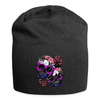 Genre Fluid Fierté Drapeau Crâne Roses Subtil LGB - Bonnet en jersey - noir - Devant