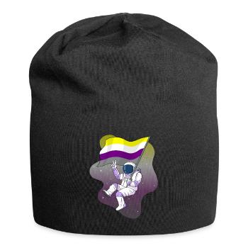 Nicht binär Stolz Flagge Raum Astronaut Subtil LGB - Jersey-Beanie - Schwarz - Vorne
