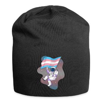 Transgender Pride Trans Flag Space Astronaut - Jersey Beanie - black - Front