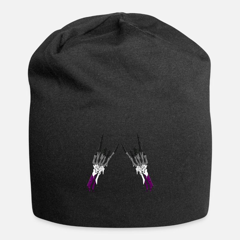 Asexual Pride Ace Flag Devil Horn Skeleton Subtle - Jersey-Beanie - Schwarz