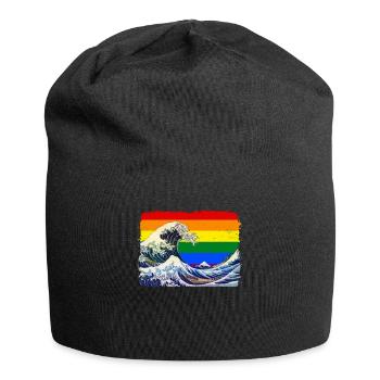 Gay Pride Rainbow Flag Big Wave Off Kanagaw - Jersey Beanie - black - Front