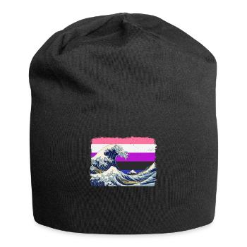 Gender Fluid Pride Flag Big Wave off Kanagawa - Jersey Beanie - black - Front