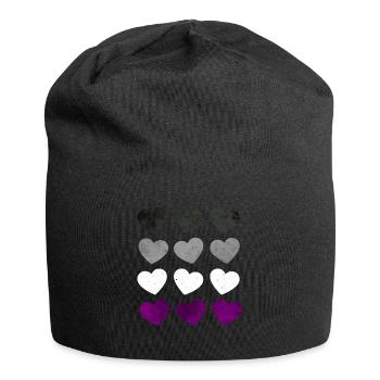 Asexual Pride Ass Flag Hearts Subtle LGBTQ - Jersey Beanie - black - Front
