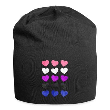 Gender Fluid Pride Flag Hearts Subtle LGBTQ - Jersey Beanie - black - Front