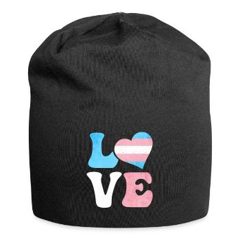 Transgender Stolz Trans Flagge LIEBE Herz LGBTQ - Jersey-Beanie - Schwarz - Vorne