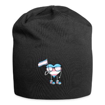 Transgender Pride Trans Flag Heart Sublte LGBTQ - Jersey Beanie - black - Front