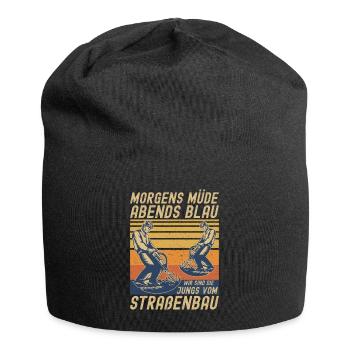 Morgens Müde Abends Blau Straßenbau - Jersey-Beanie - Schwarz - Vorne