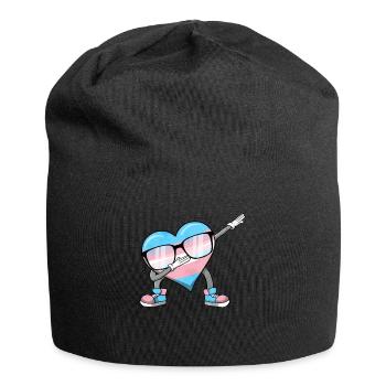 Transgender Stolz Trans Flagge Tupfen Herz Sublte - Jersey-Beanie - Schwarz - Vorne
