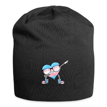 Transgender Stolz Trans Flagge Tupfen Herz Sublte - Jersey-Beanie - Schwarz - Vorne
