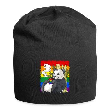 Homosexuell Stolz Regenbogen Flagge Panda Kaffee S - Jersey-Beanie - Schwarz - Vorne